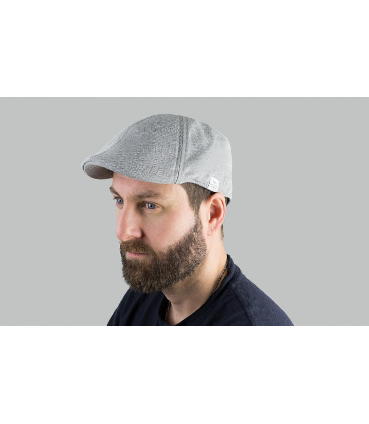 grijze katoenen eendenbek baret Biduri Cap heather grey